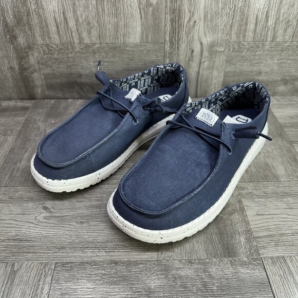 Hey Dude Women's size 6 Navy Canvas Slip On Lightweight Shoes - Picture 3 of 8